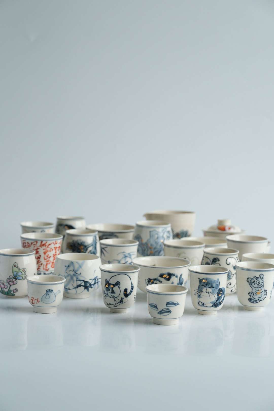 青花手绘茶杯陶瓷功夫茶具品茗杯