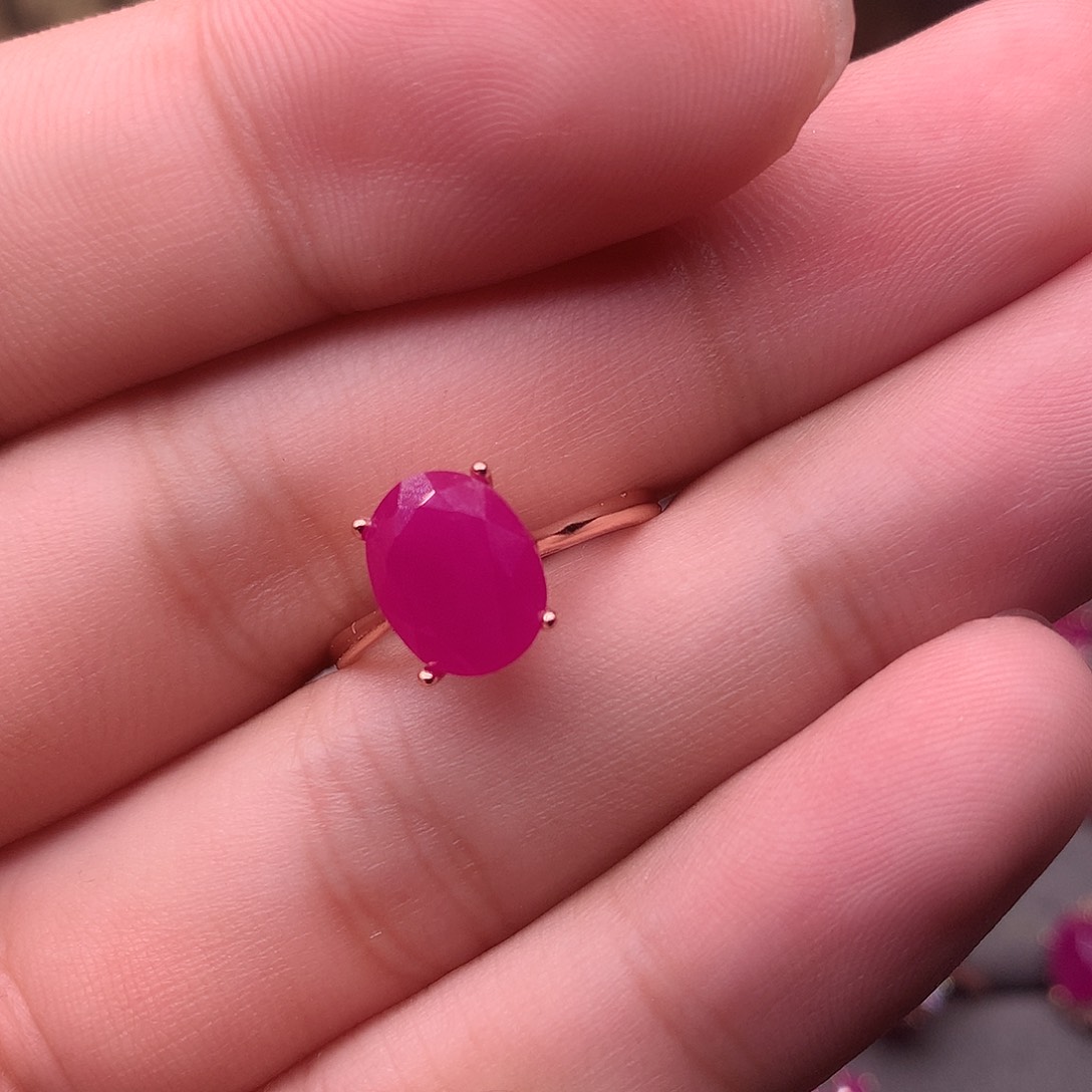 红宝石戒指银S925镶嵌