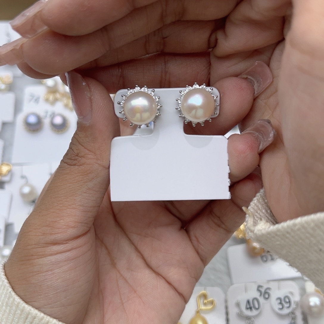 淡水珍珠耳饰合金