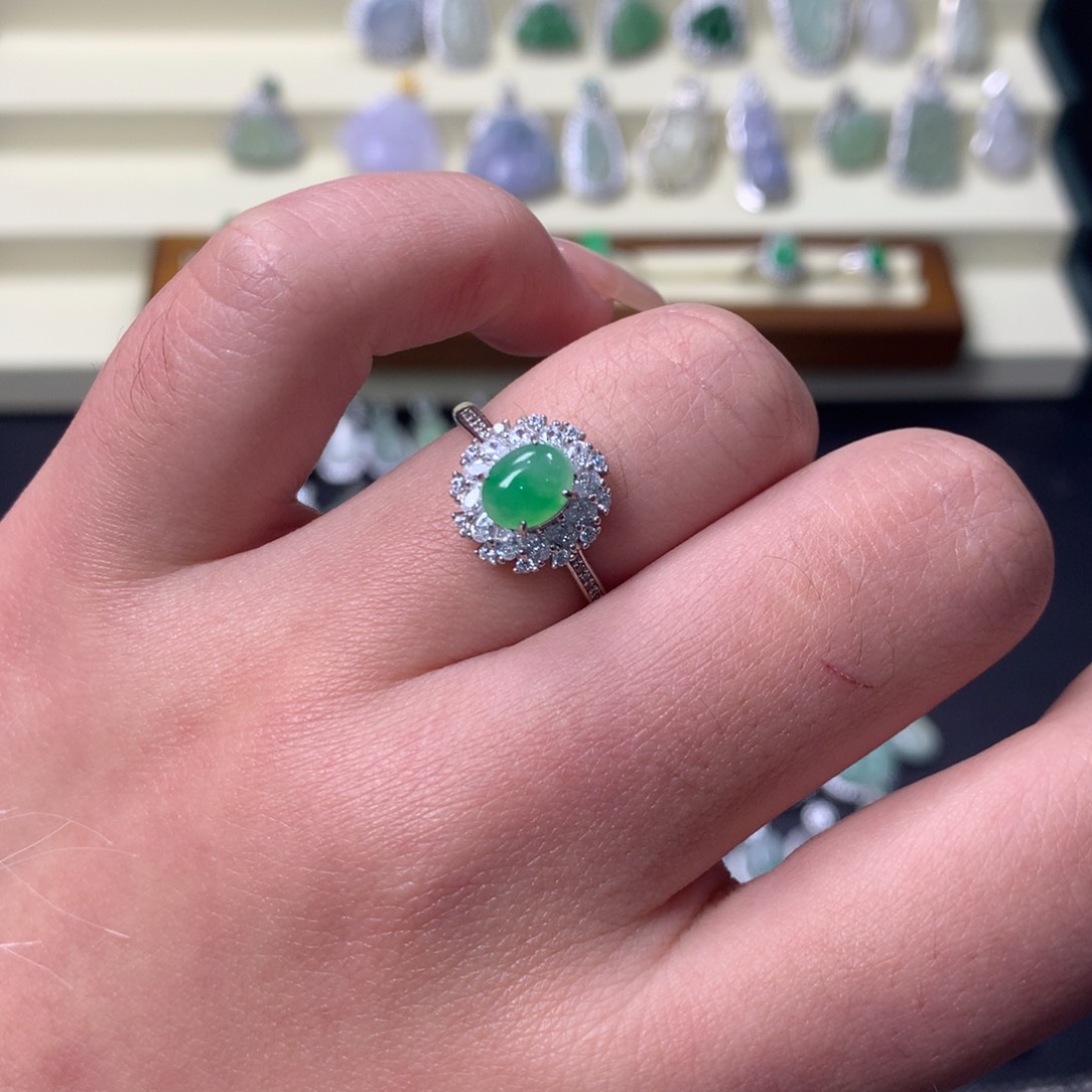 翡翠银S925镶嵌挂件