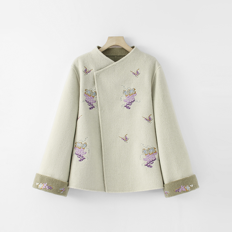 【金金宠粉】秋冬刺绣冬季透气毛呢外套新中式国风日常女装885165
