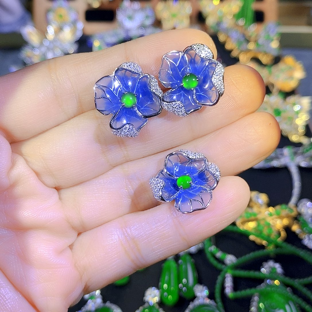 吊坠(不含链)银S925镶嵌翡翠