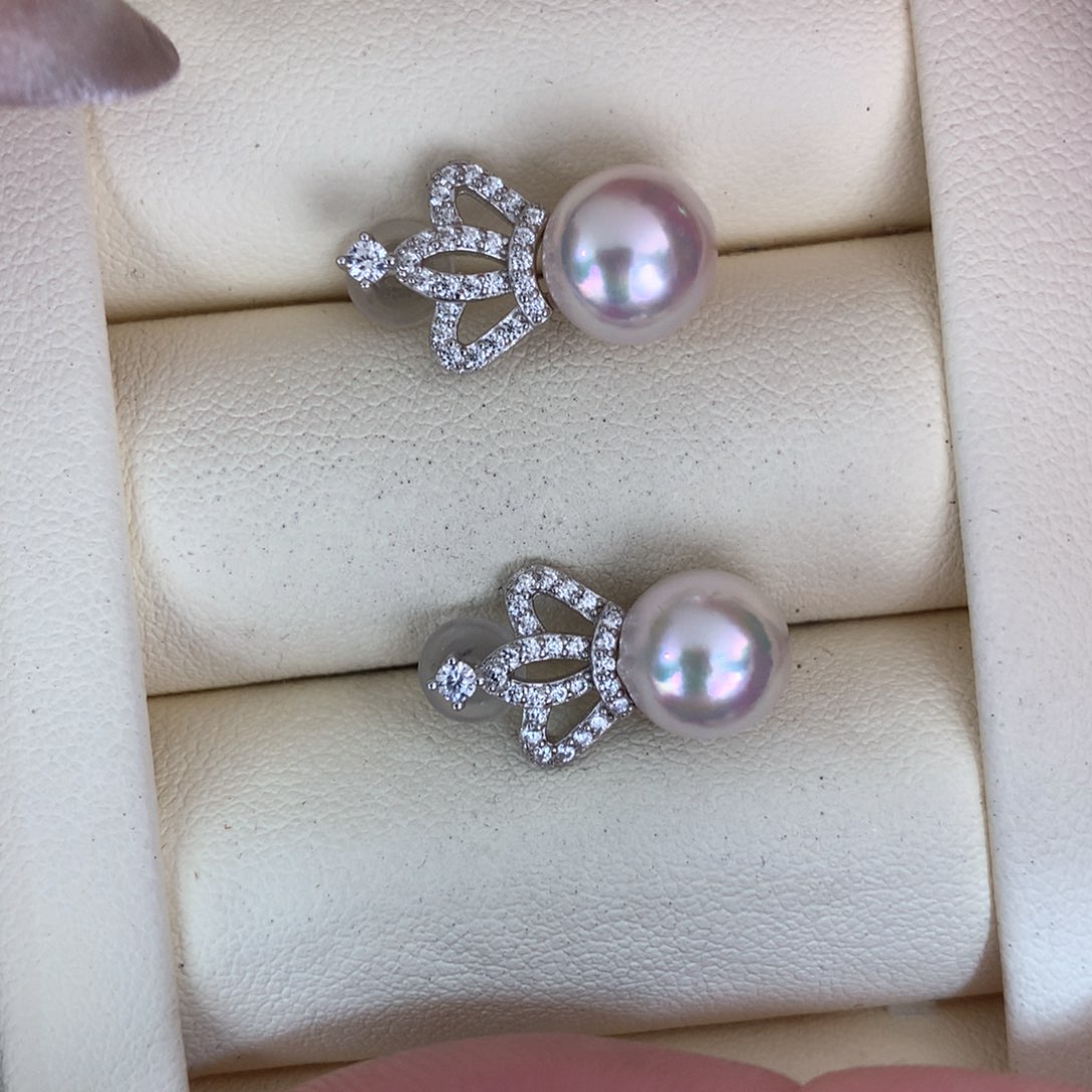 海水珍珠耳饰银S925镶嵌