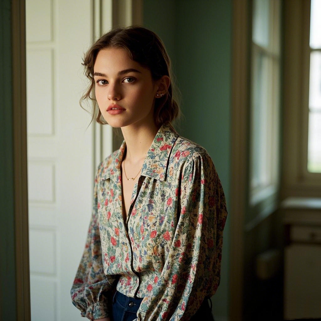 16号链接  2025早春新款显瘦法式百搭花衬衫长袖女装衬衫休闲衬衣