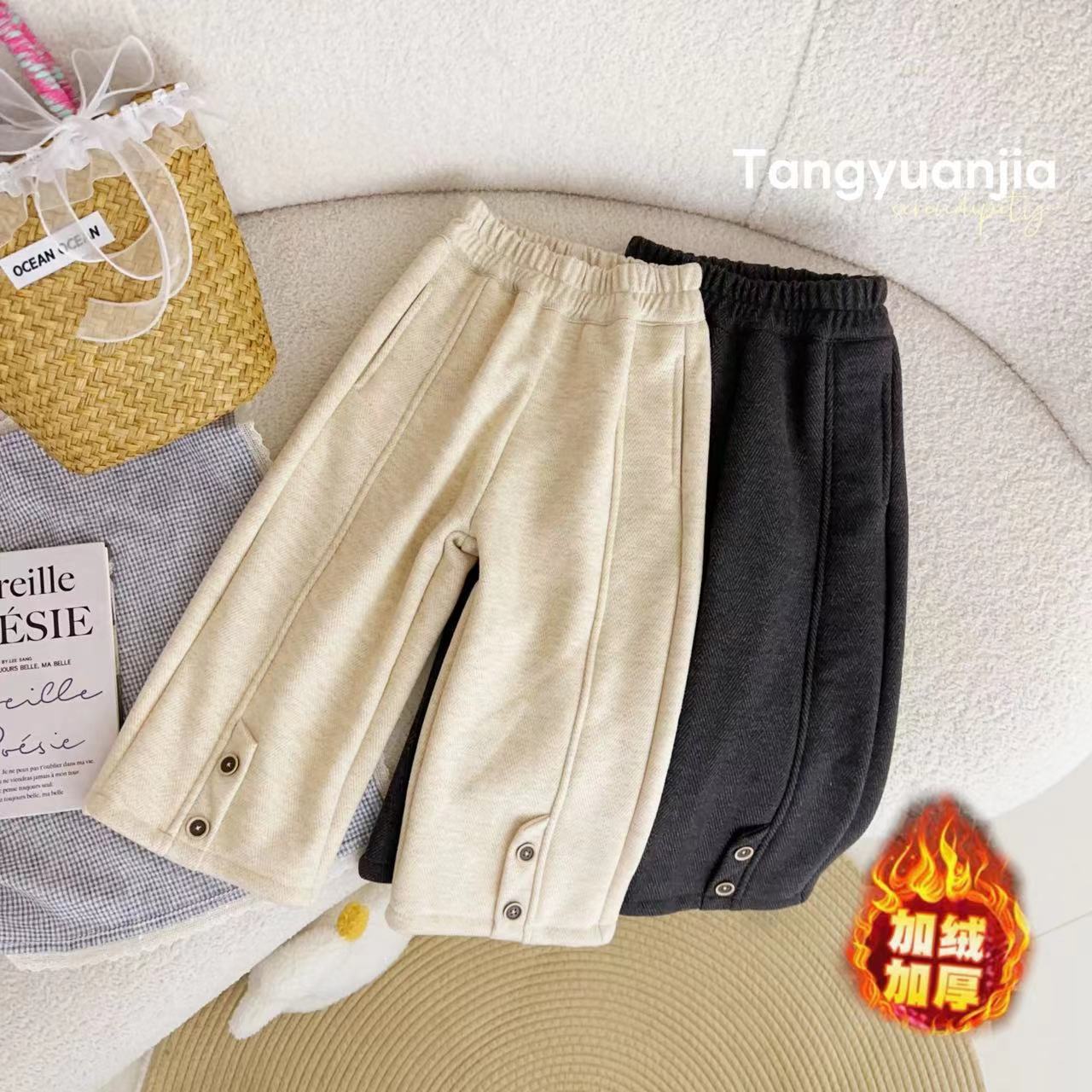 GP汤圆童装【山茶左岸】冬季韩系人型纹加绒百搭休闲裤 YA-3451