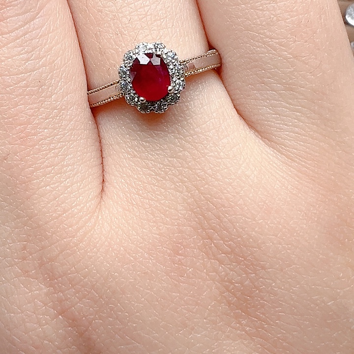 戒指红宝石银S925镶嵌