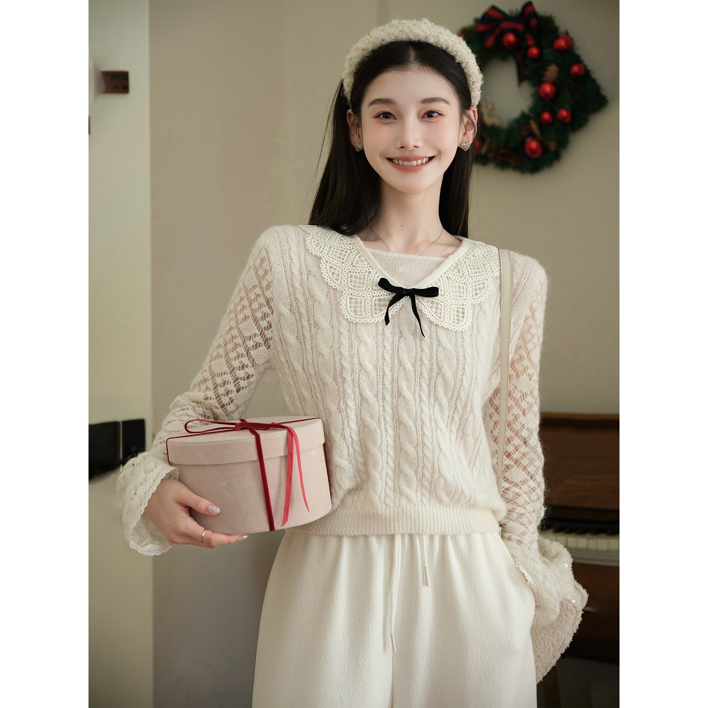 且可ChillCozy 椿棠 贵气千金范奢华羊驼羊毛混纺针织衫