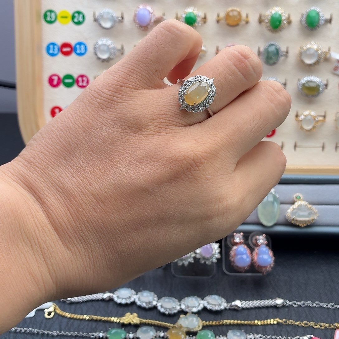 翡翠银S925镶嵌戒指