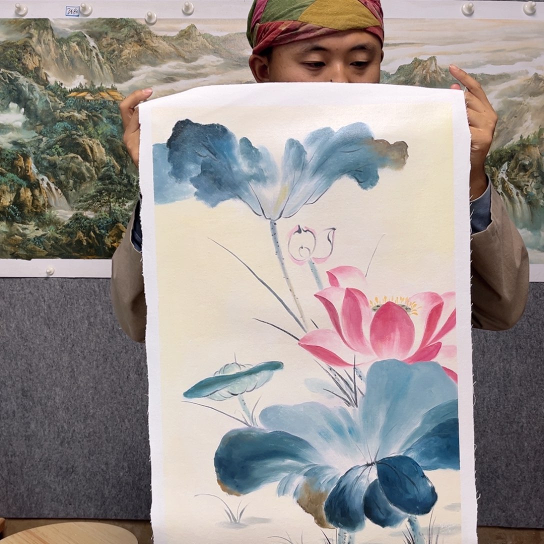 油画行路人小院绘画作品竞拍