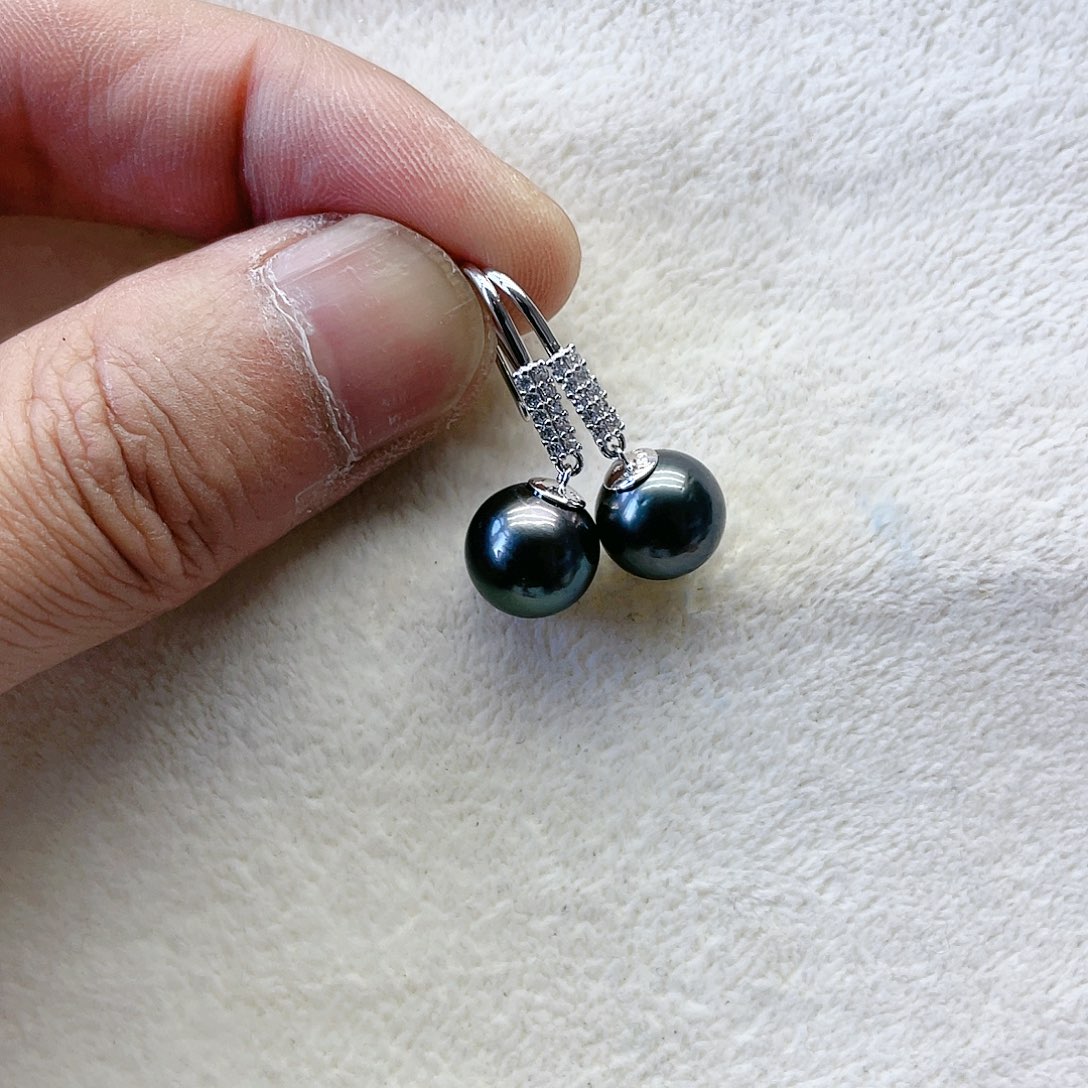 海水珍珠耳饰银S925镶嵌