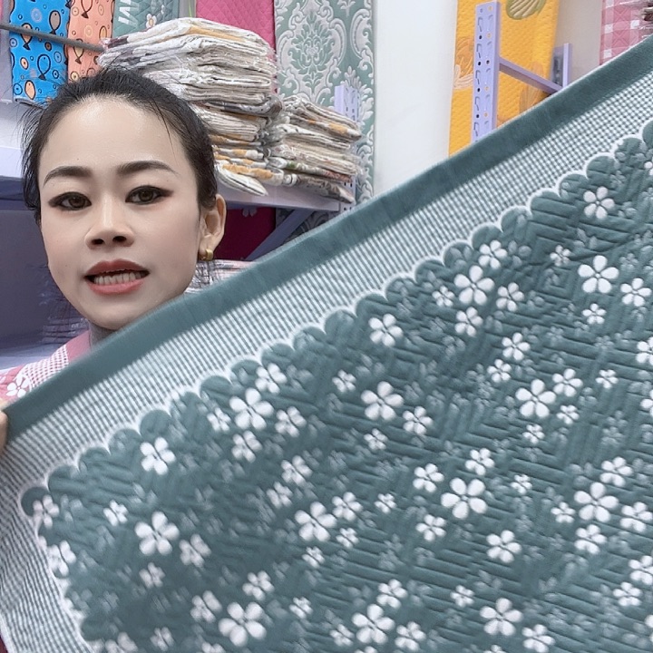 棉绿色雪花纯棉面料