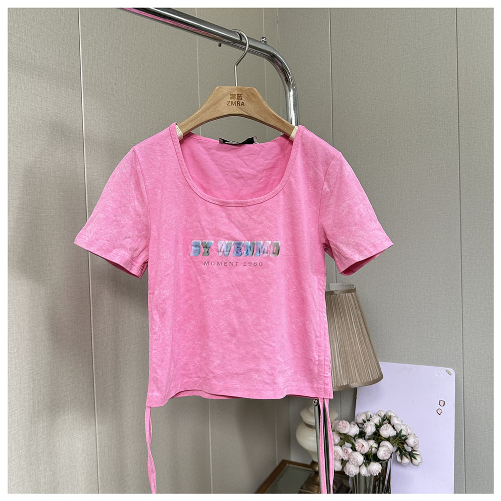 1T181    夏季新款女士修身短款圆领短袖T恤