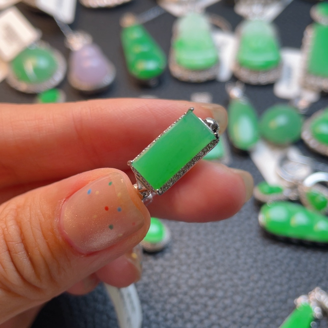 翡翠银S925镶嵌吊坠(不含链)戒指