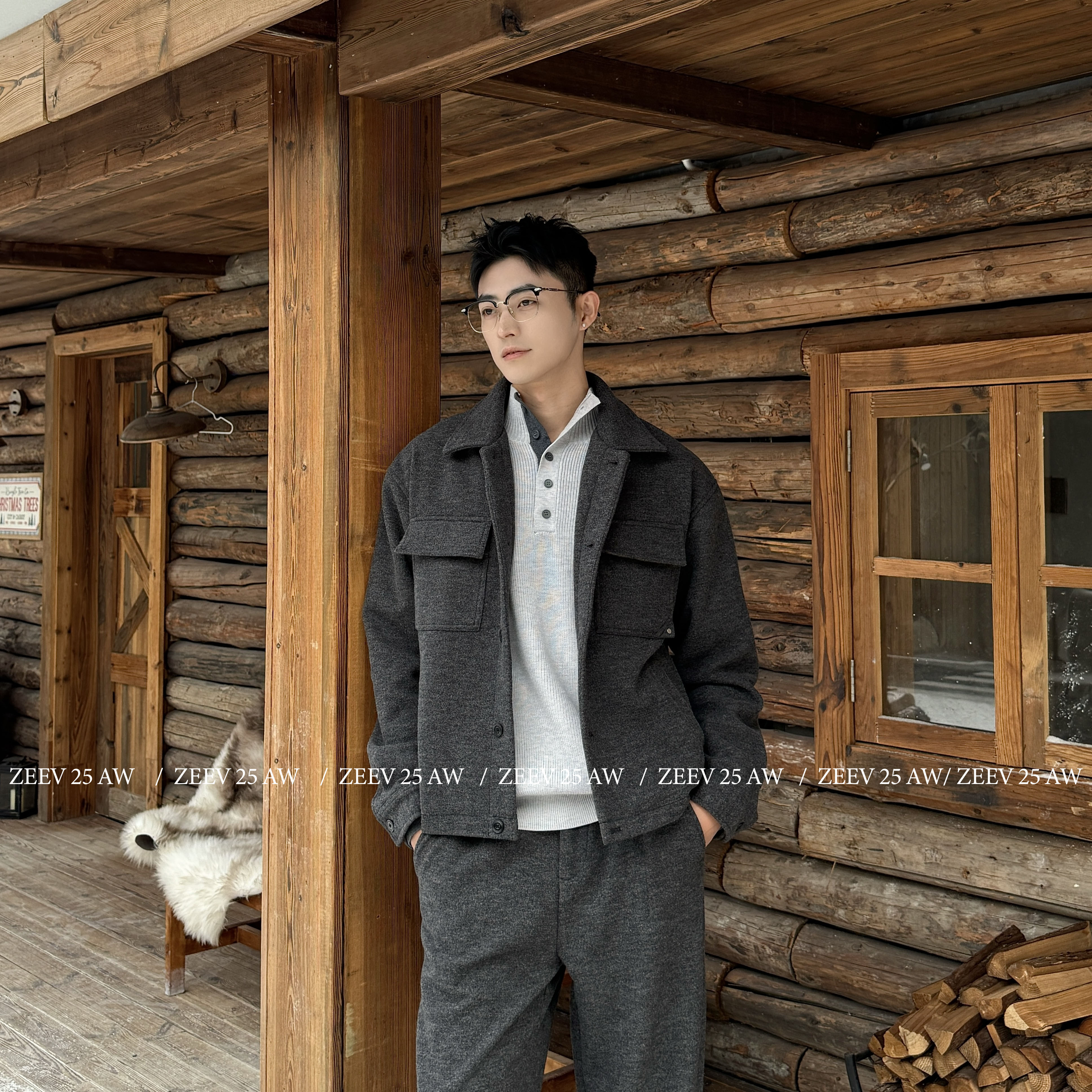 ZEEV【温暖厚呢】宽松绵羊毛短款保暖毛呢加厚休闲夹克外套