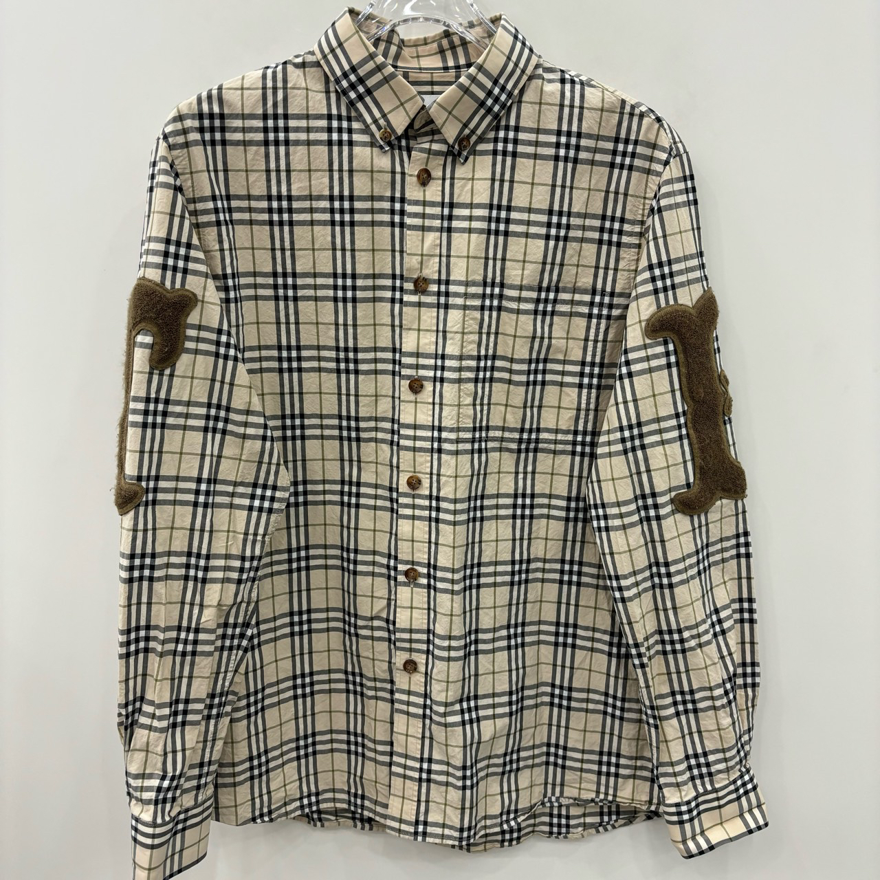 95新 BURBERRY/博柏利 (jp) wz Vintage格纹棉府绸长袖衬衫/L