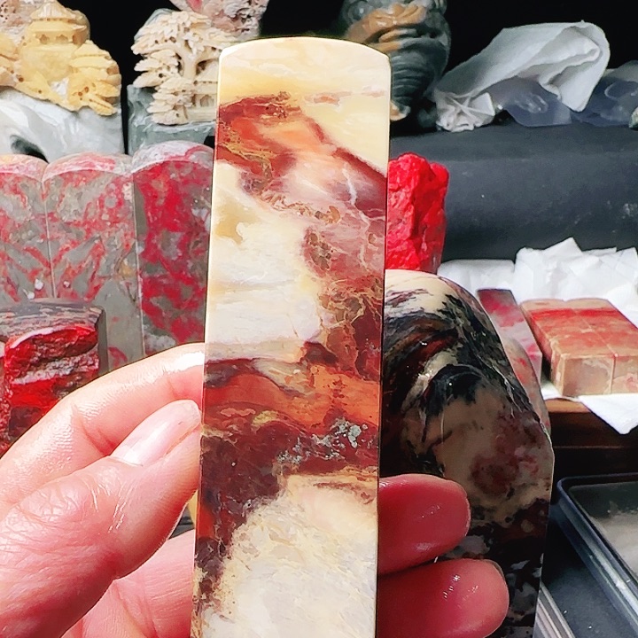 昌化石颜**物昌化朱沙冻印章