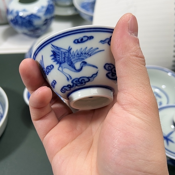 鸡***8微瑕柴窑仙鹤祥云
