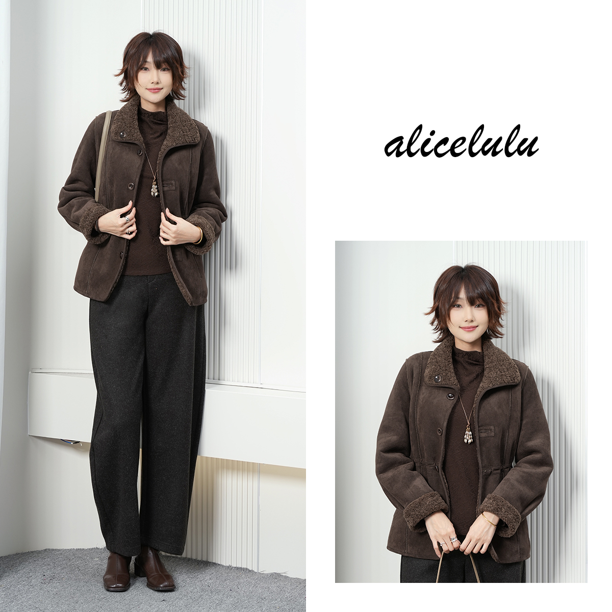 alicelulu 柔焦暖色.复古外套 温暖御寒简约廓形 S2145860W