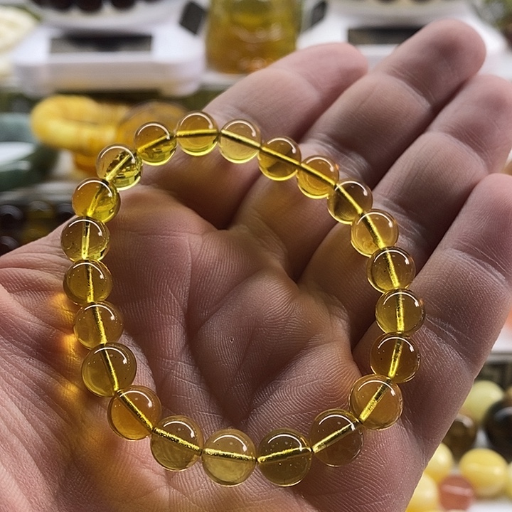 蓝珀裸石未镶嵌手串