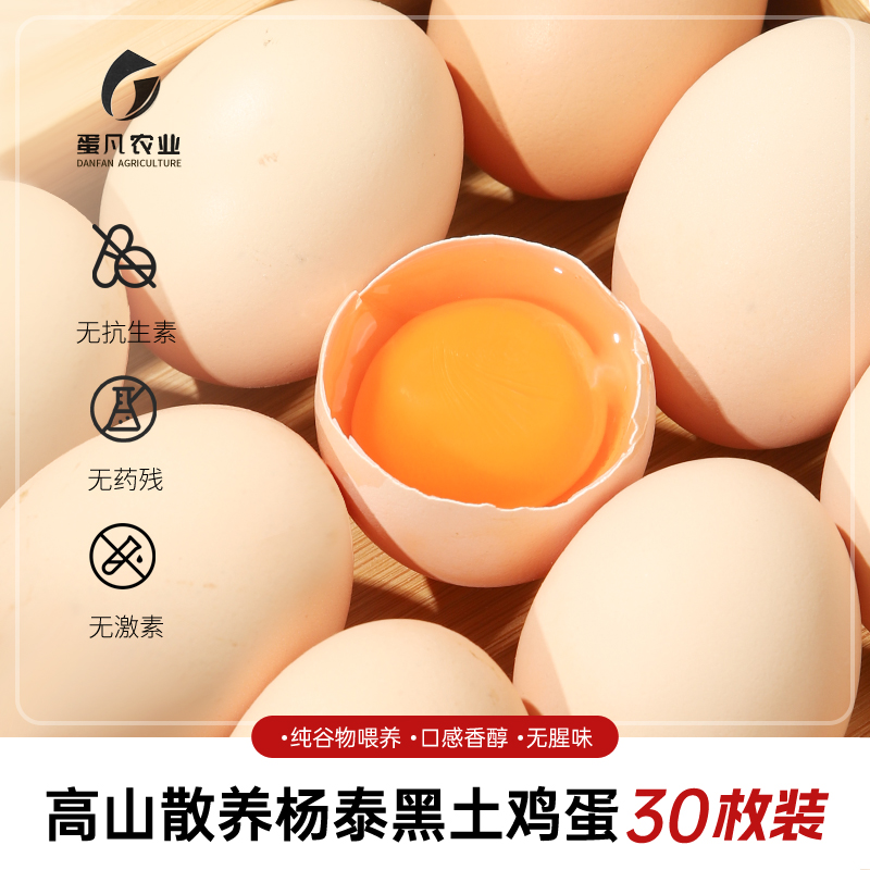 高山散养杨泰黑土鸡蛋30枚礼盒装散养土鸡蛋谷物喂养早餐蛋月子礼