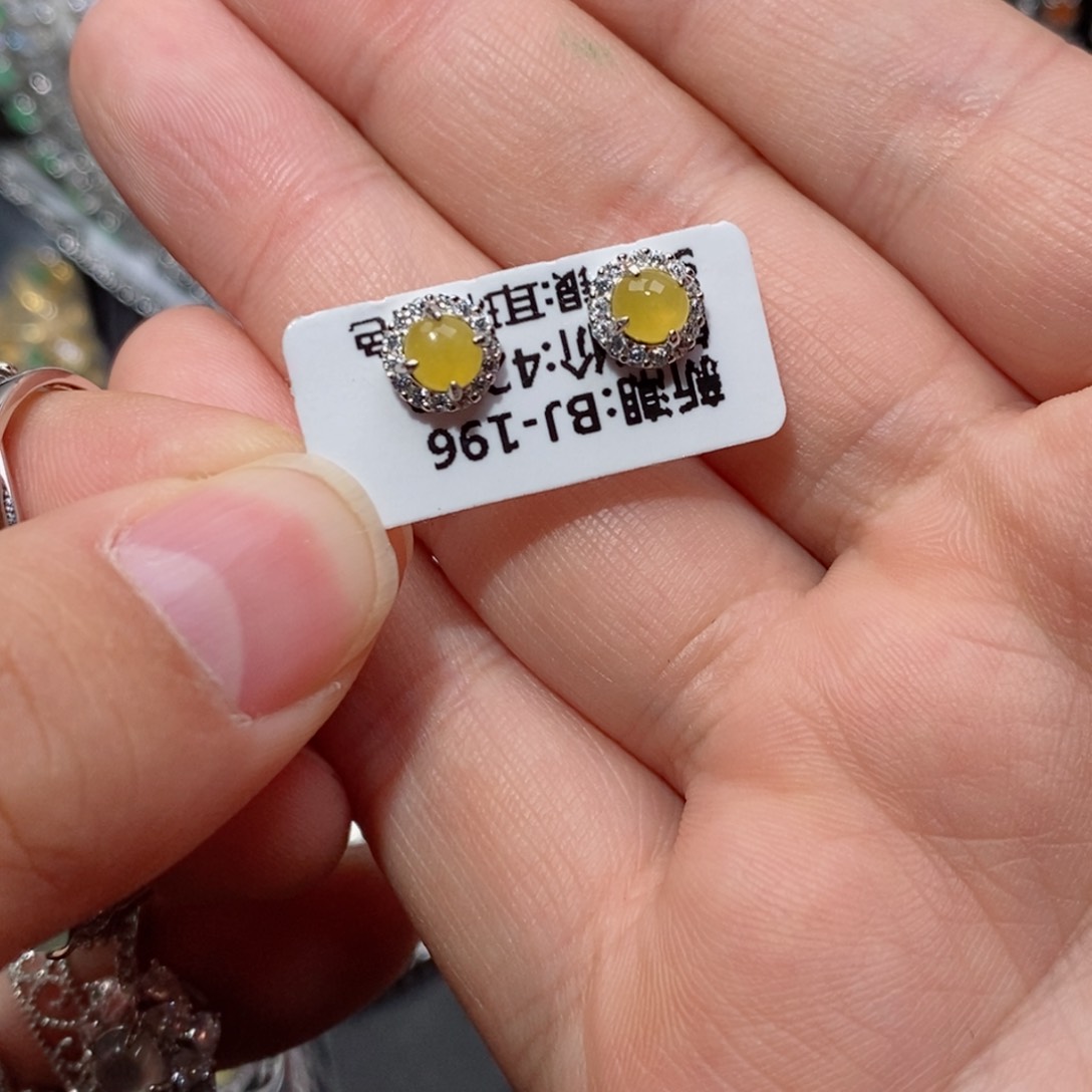 翡翠耳饰银S925镶嵌o*on j k k