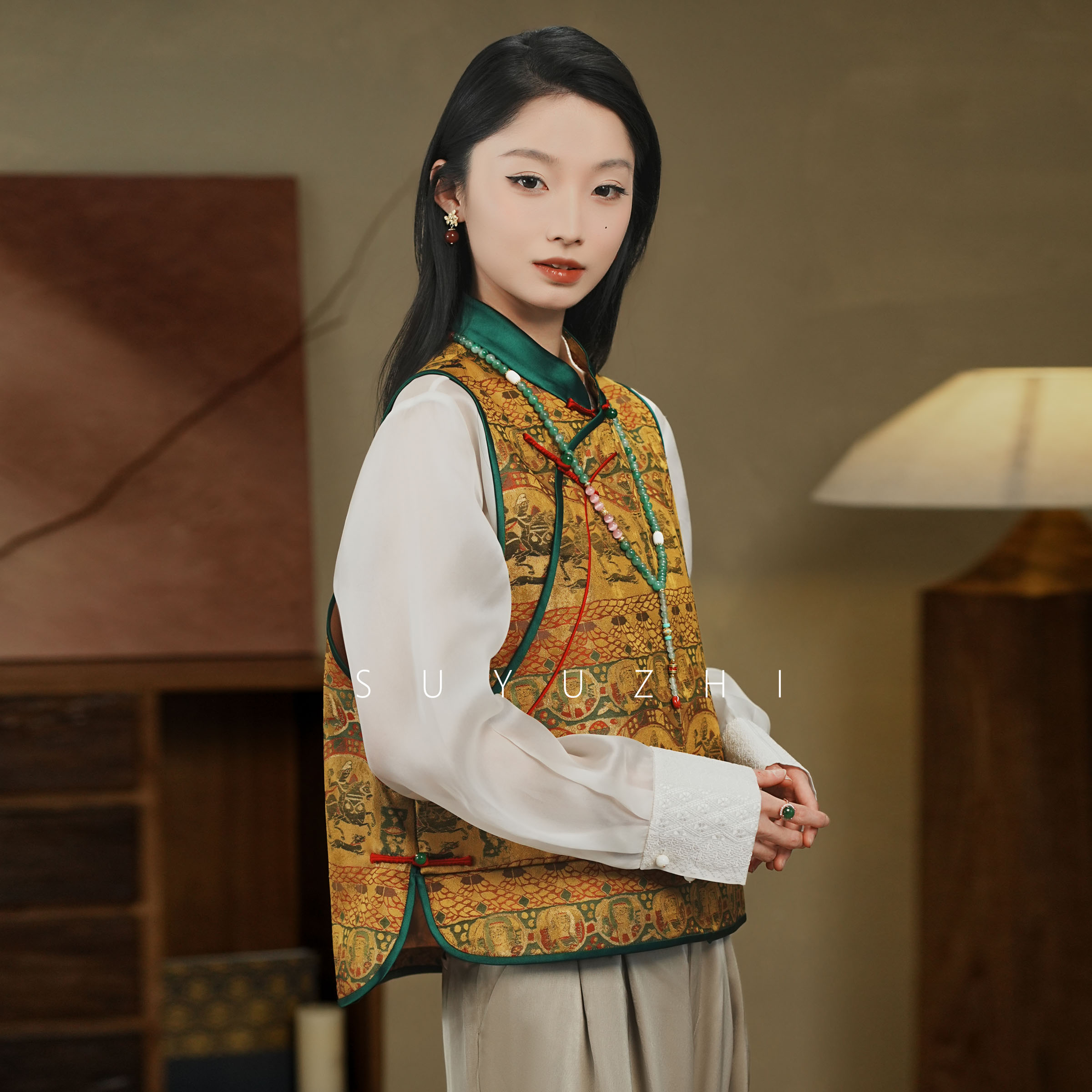 SUYUZHI【直播同价】非遗蜀锦桑蚕丝马甲2025国风新中式坎肩背心