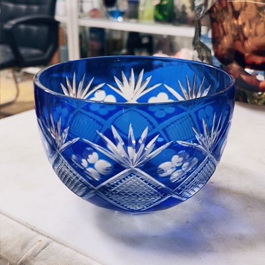 琉璃直径10厘米水晶切子碗花器m l