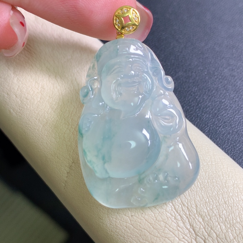 【闪购商品】翡翠颈饰18K金镶嵌财神