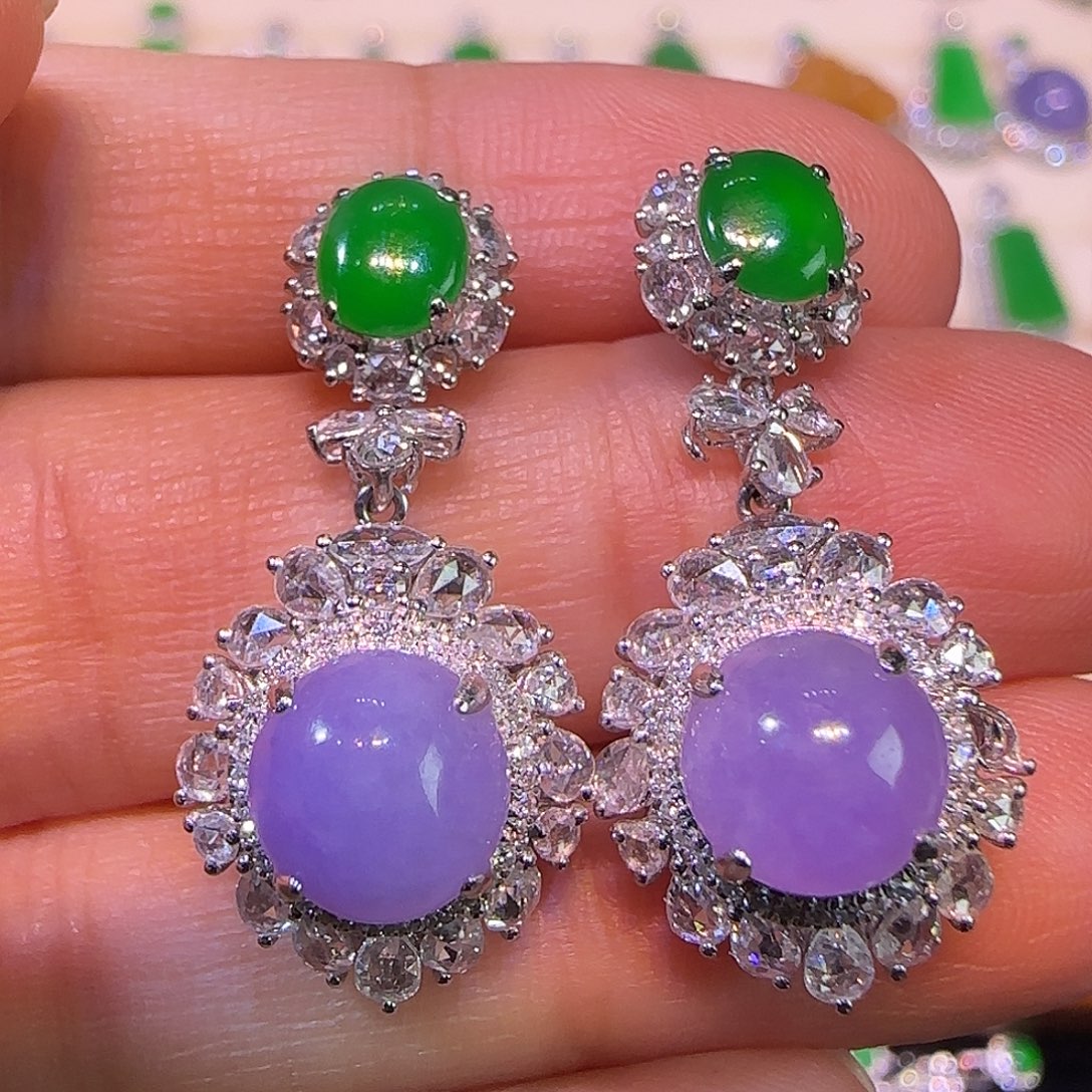 翡翠18K金镶嵌耳饰