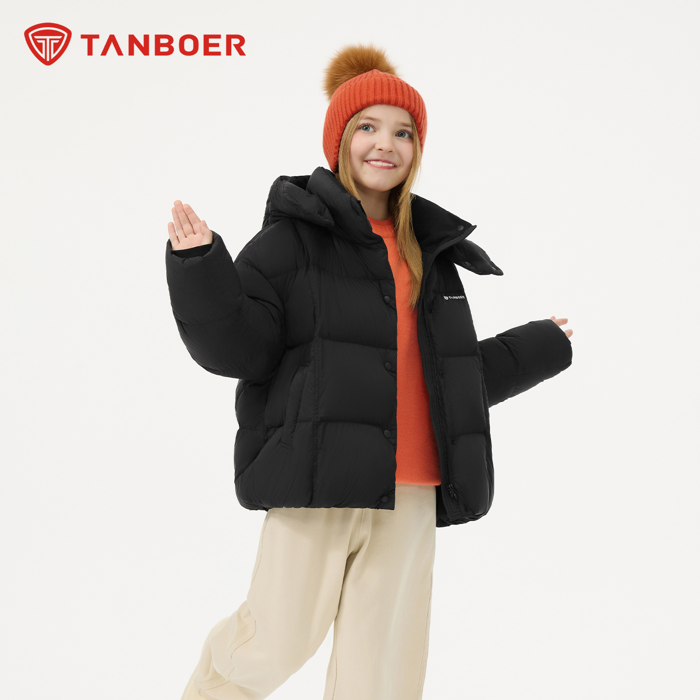 坦博尔25年新款童装羽绒服可拆卸帽泡芙新国标90绒保暖外套312Z