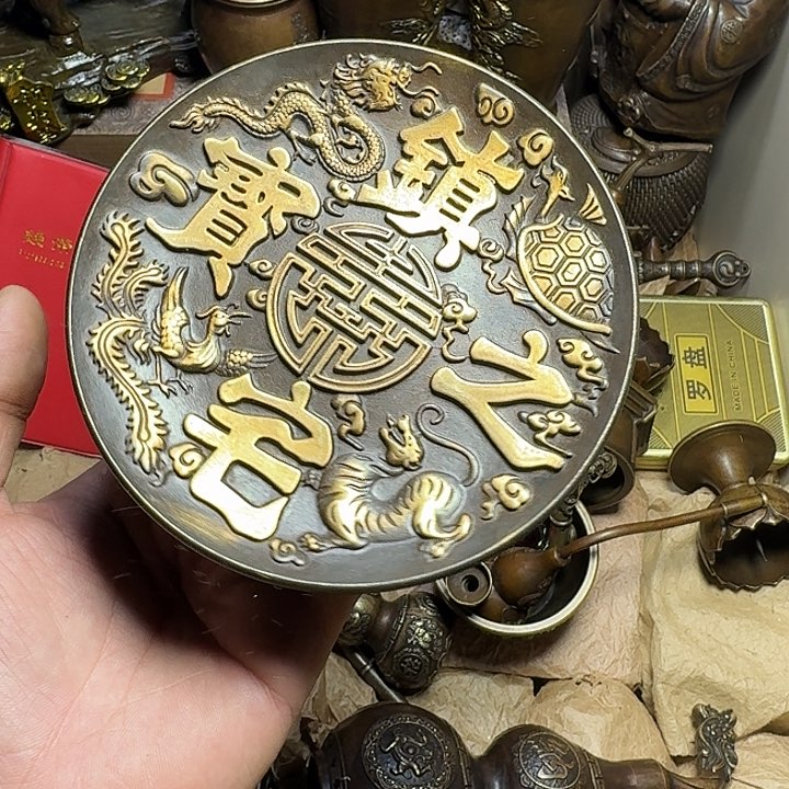 原矿 风魔铜藏收铜摆件 