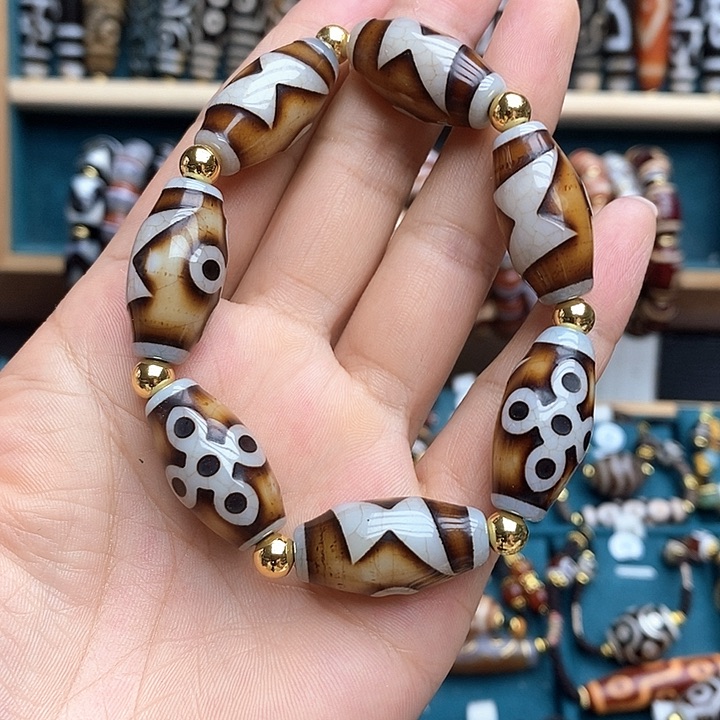 合金手链玛瑙/玉髓黑*