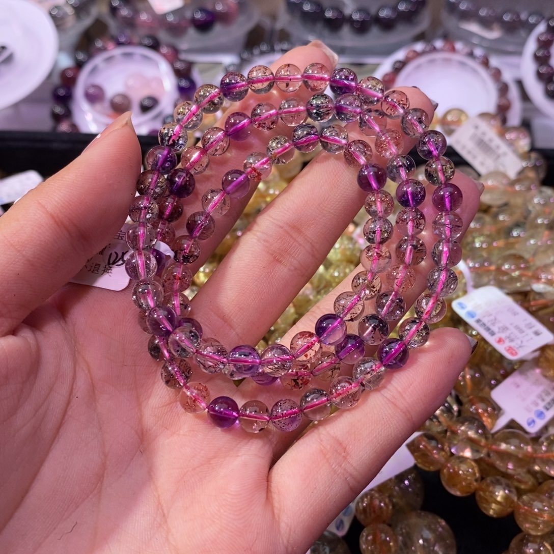 水晶手链未镶嵌超七多圈6+