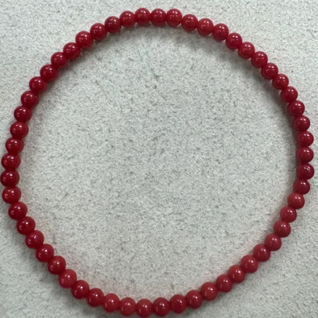 天然红珊瑚小米珠手串本命年手链3.1-3.2mm