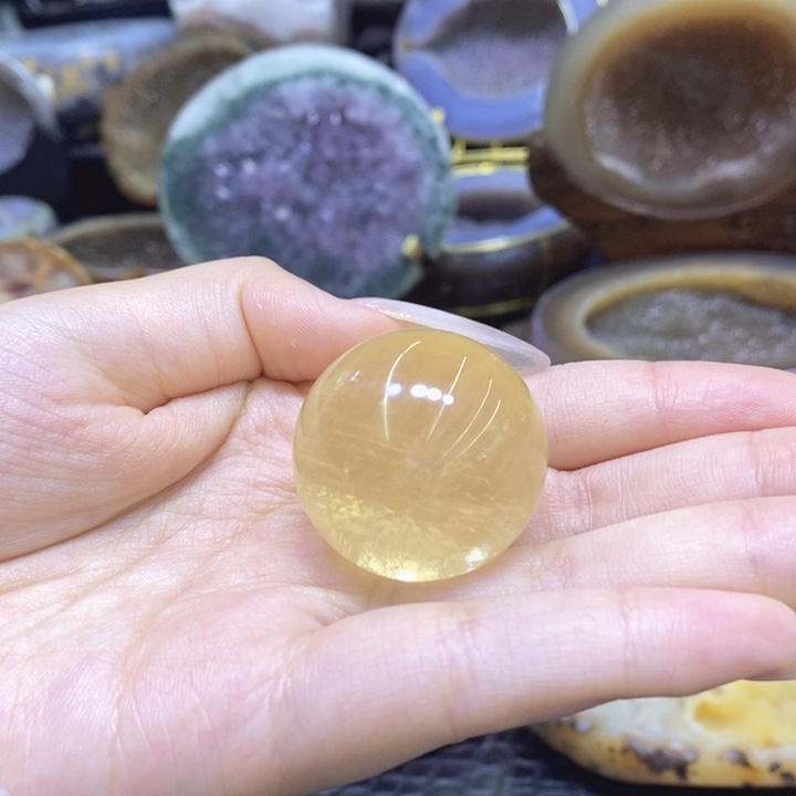 未镶嵌珠宝半成品紫晶冰州黄球
