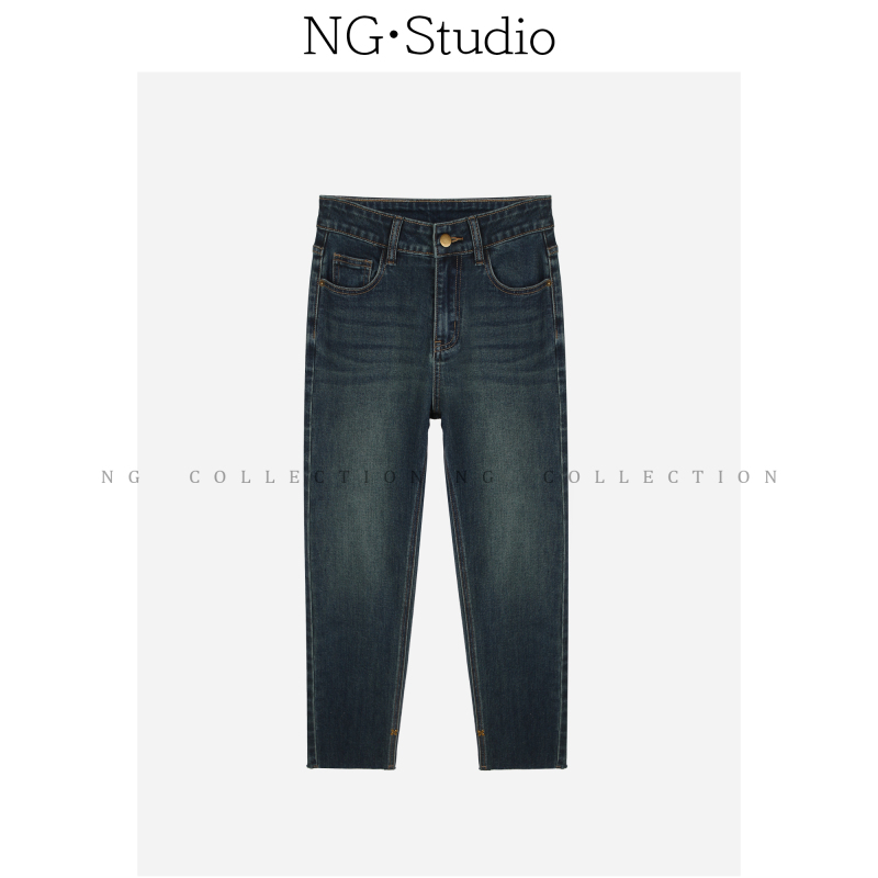 【NG·Studio】修身显瘦复古百搭高腰直筒小脚裤牛仔裤预NGX5NZK3871