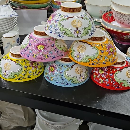 瓷片微瑕珐琅彩5寸6个米饭碗6666666