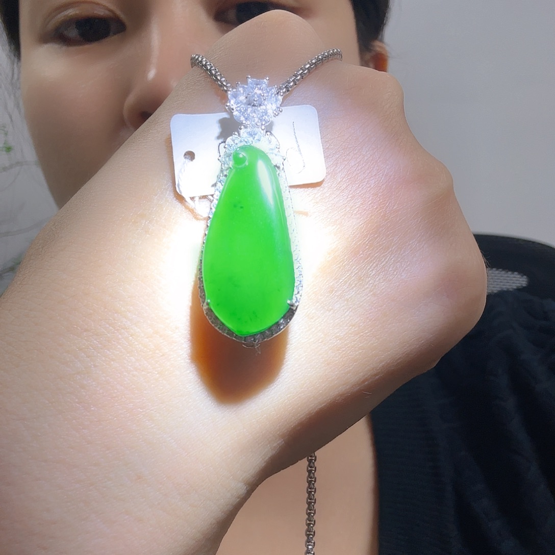 翡翠银S925镶嵌吊坠(不含链)