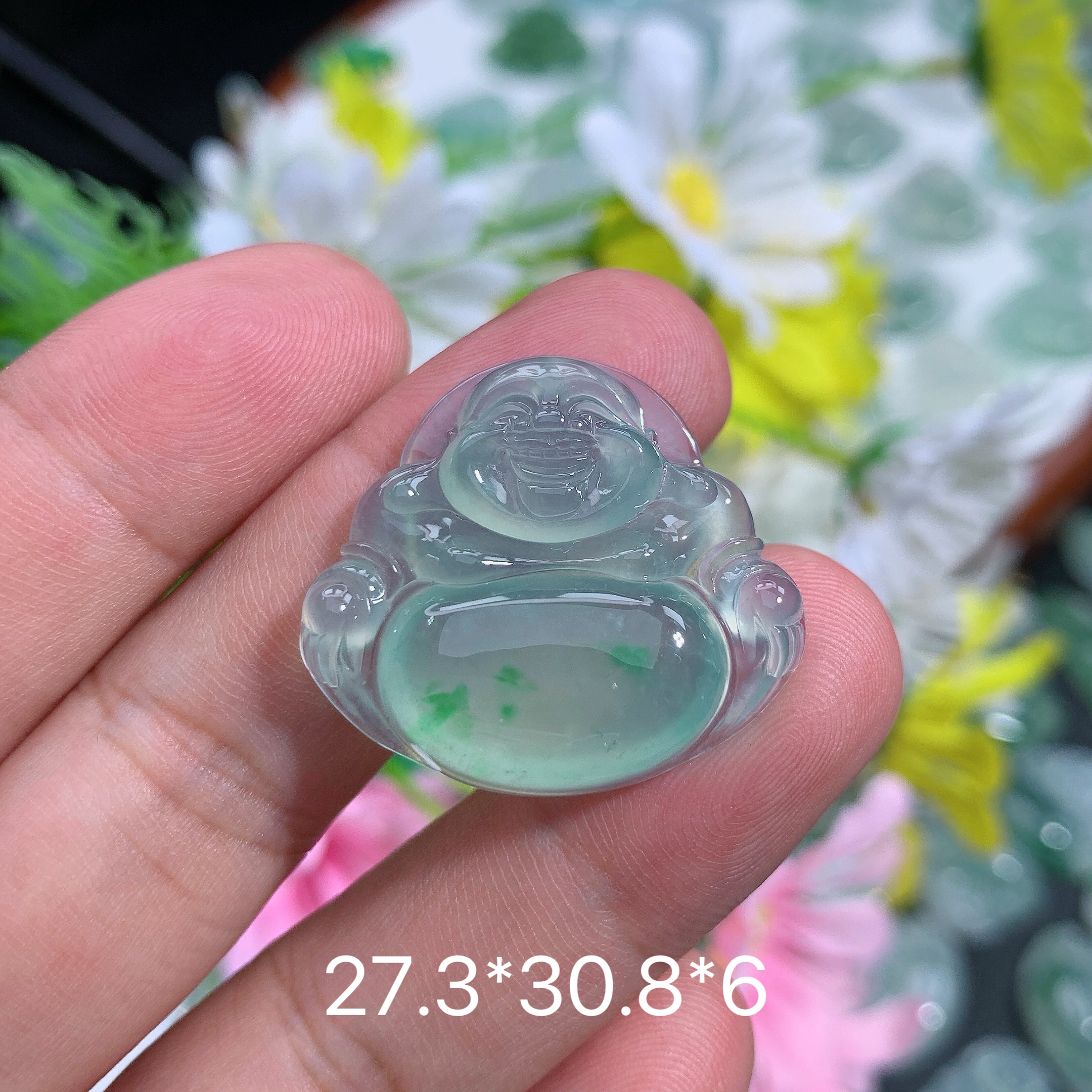缅甸天然翡翠A货高冰种晴底飘绿佛公吊坠夏百搭轻奢时尚镶嵌女款