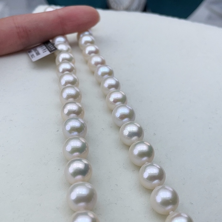 淡水珍珠颈饰银S925镶嵌卡10-11极光炫彩高品