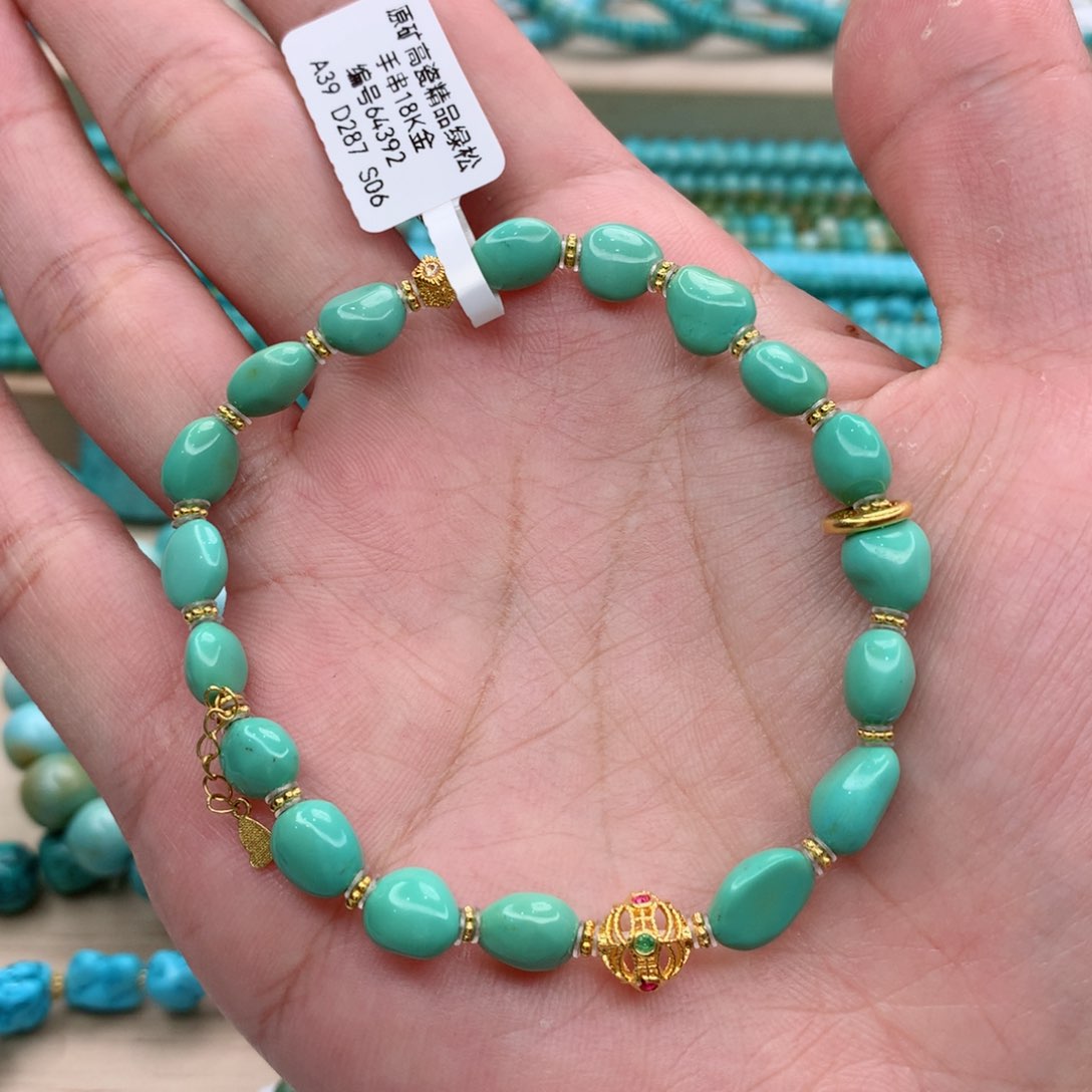 绿松石珠宝奇石18K金镶嵌