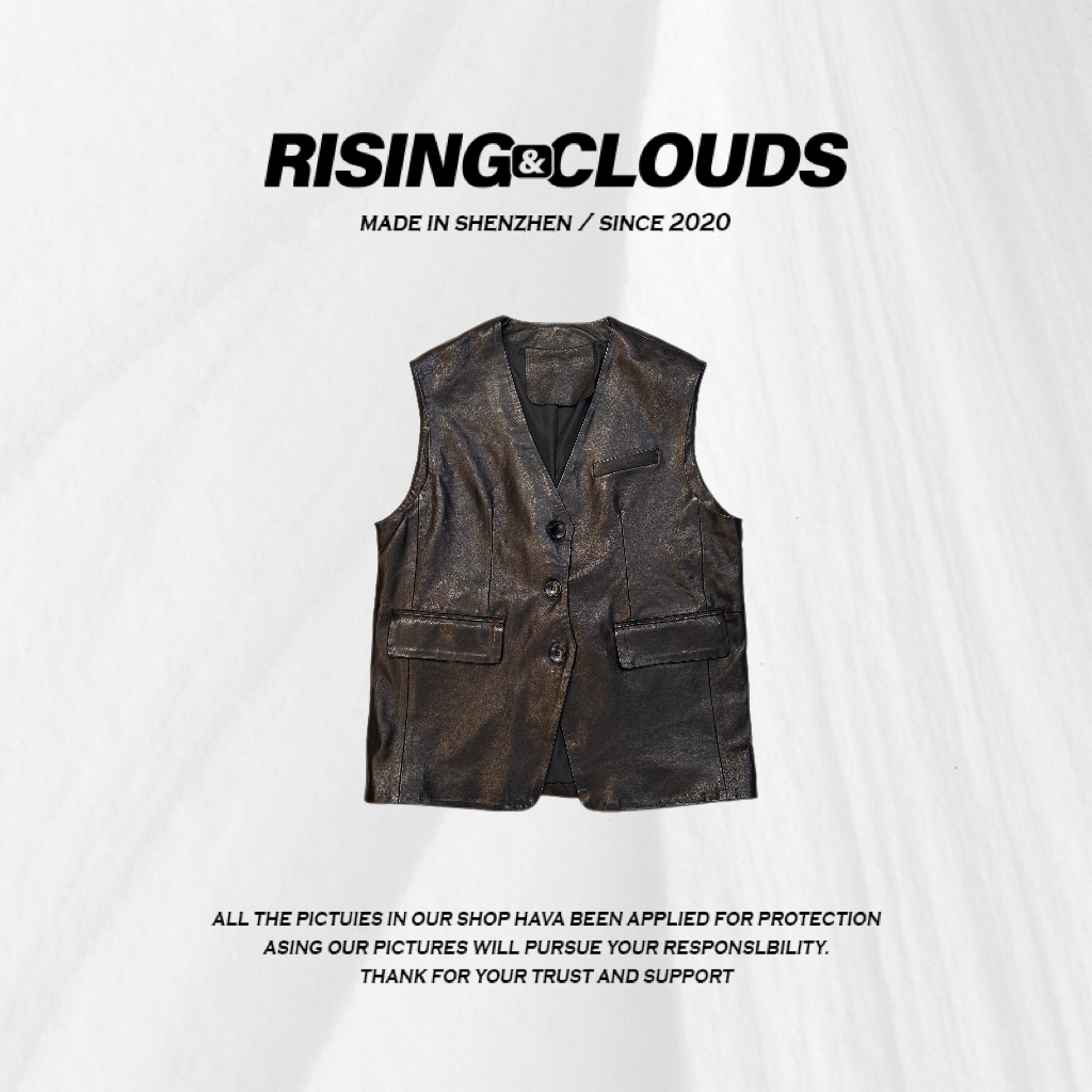 RISING&CLOUDS莎莎【涵江】舒适百搭显瘦无袖羊皮马甲020529