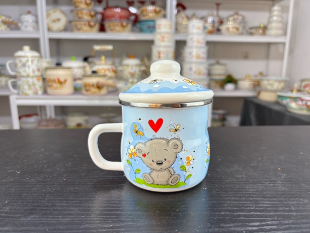 500ml珐琅搪瓷特厚水杯可加热搪瓷带盖奶杯咖啡杯马克杯家用