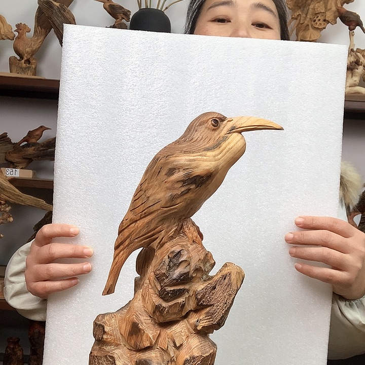 松木华*琥珀木小鸟摆件