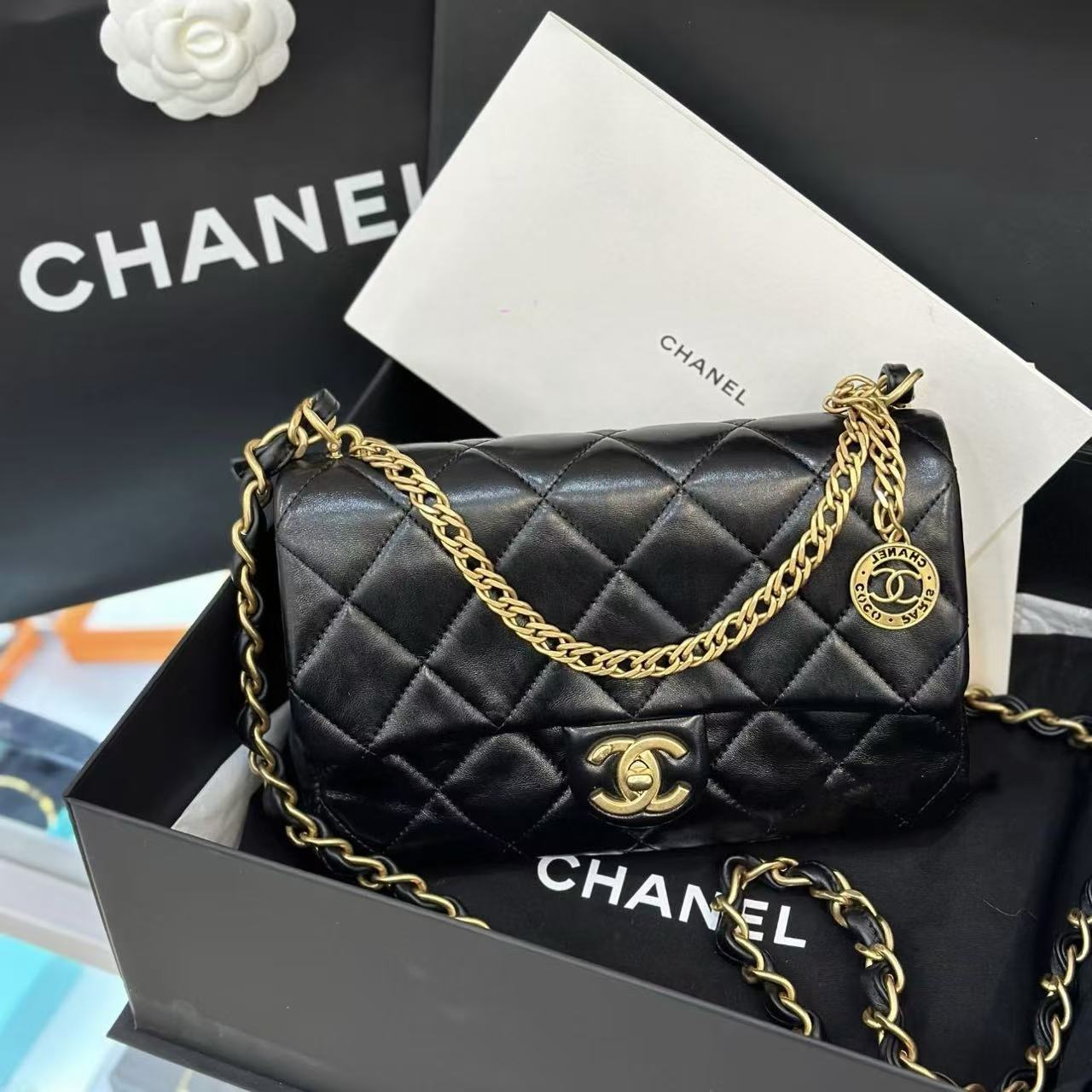 99新 Chanel/香奈儿 Chanel 黑金金币cf 25090015-03