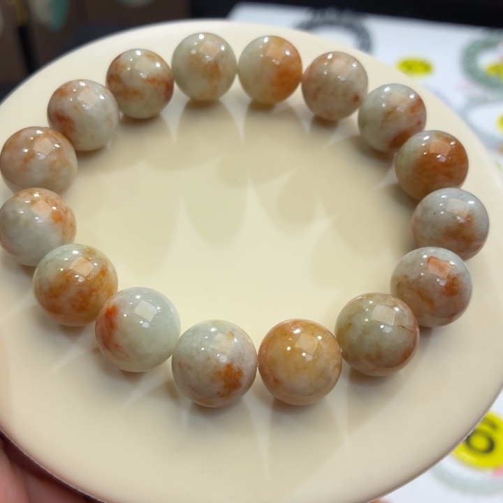 翡翠未镶嵌手链桂花糕卡13.6