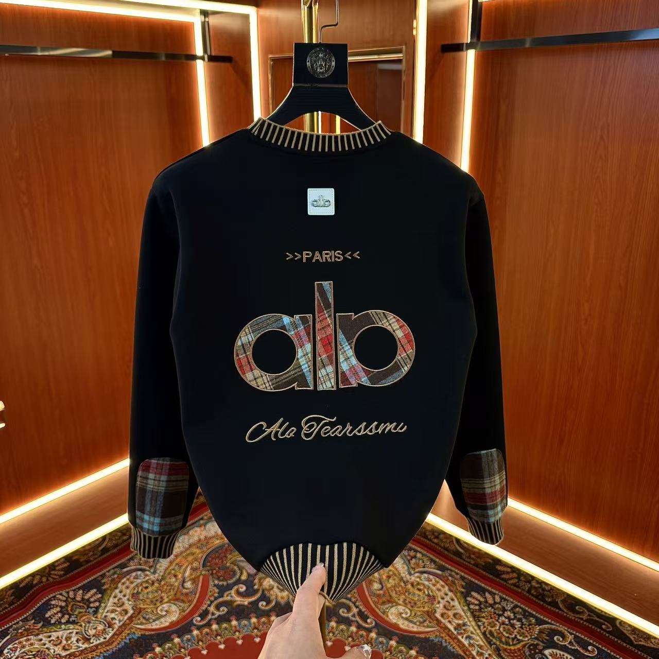 【LM】2025冬季男士拼色長袖刺繡耐磨百搭重工卫衣111款1111