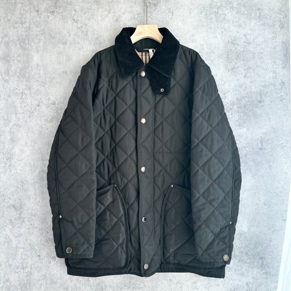 95新 BURBERRY/博柏利 【美佳】黑色菱格长袖棉服外套～M码～/0587