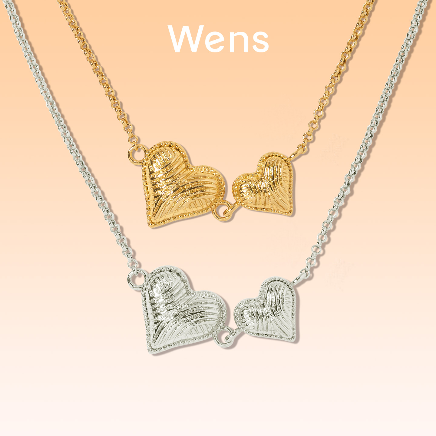 Wens/吻斯 铜合金项链 「我的心」双心项链百搭时尚简约小众