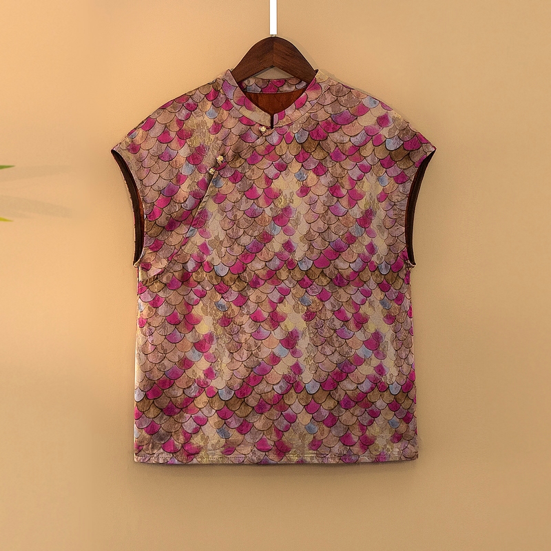 【嫣鳞】夏季2025新款上衣小衫新中式女装国风立领提花气质短袖衬衫